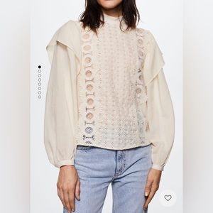 Mango | Embroidered Panel Blouse NWT